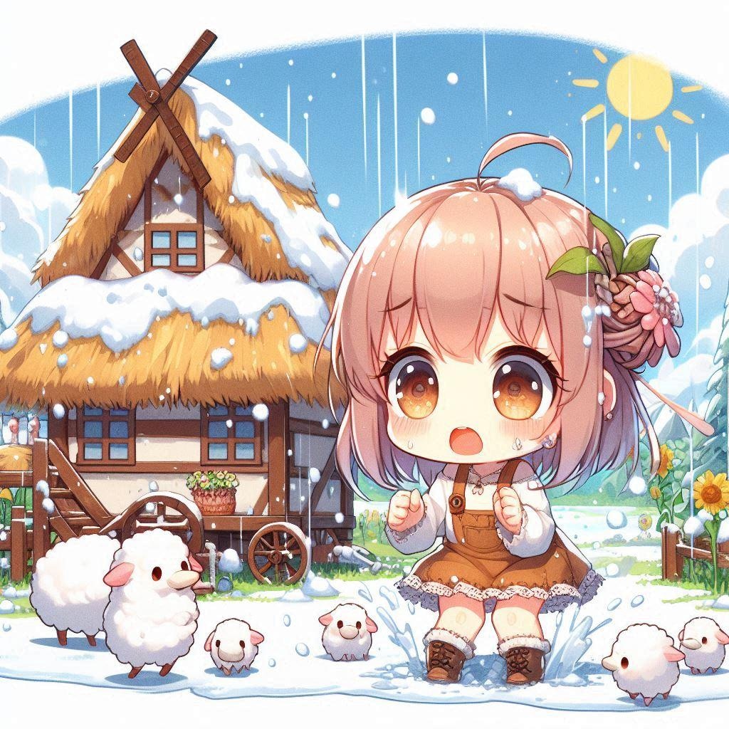 寒さの夏はオロオロ歩く女の子