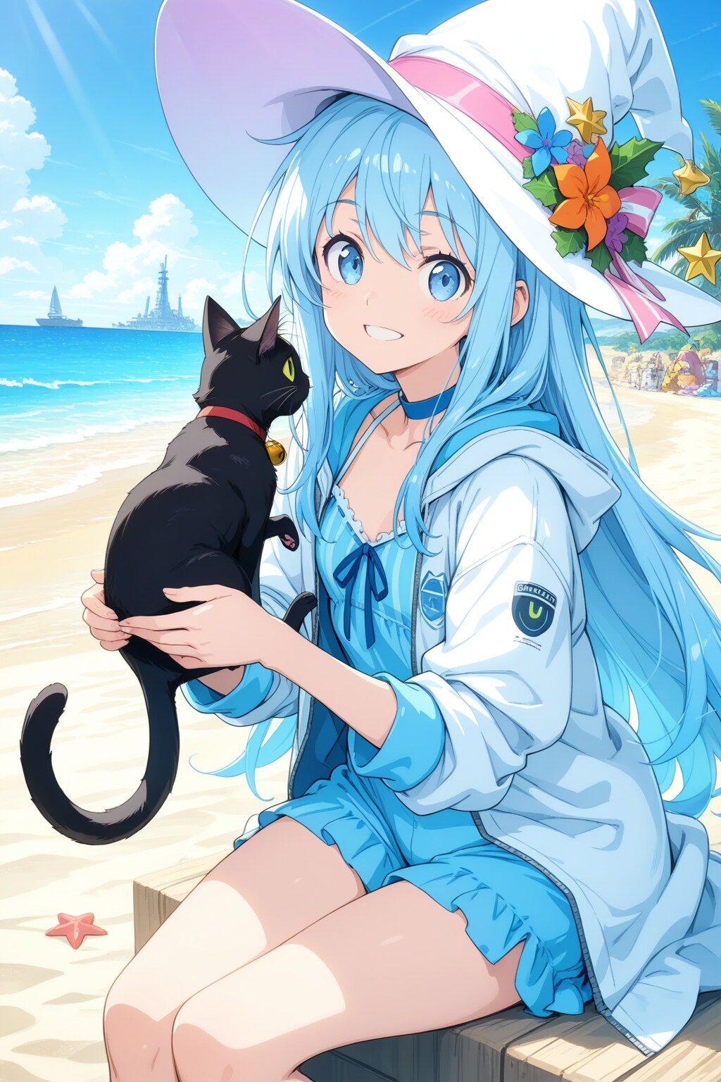 砂浜の魔女と黒猫