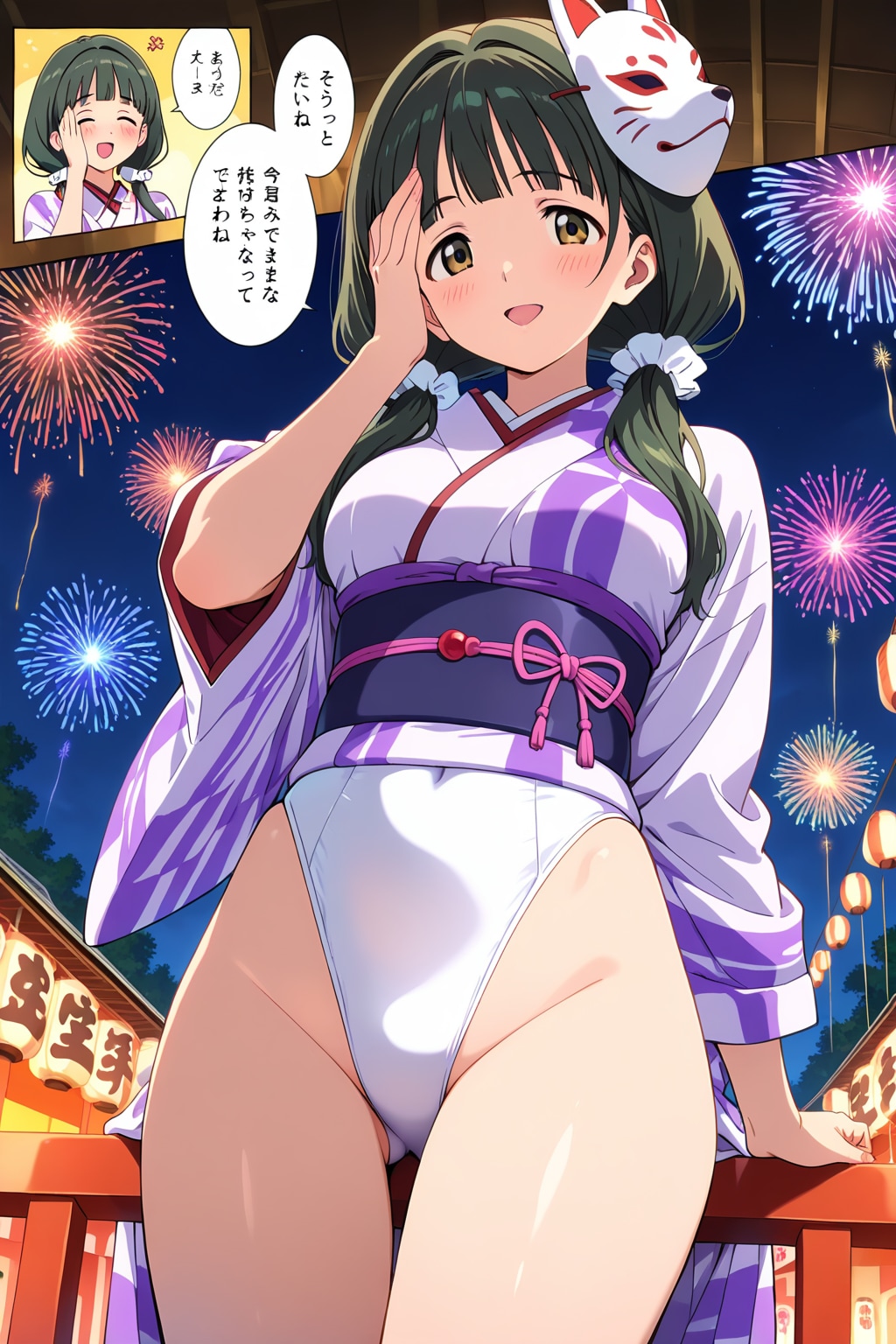 ハイレグ浴衣な女の子達と夏祭りデート💕・・（8月の投稿品もHARPYで生成できて嬉しいです♪）