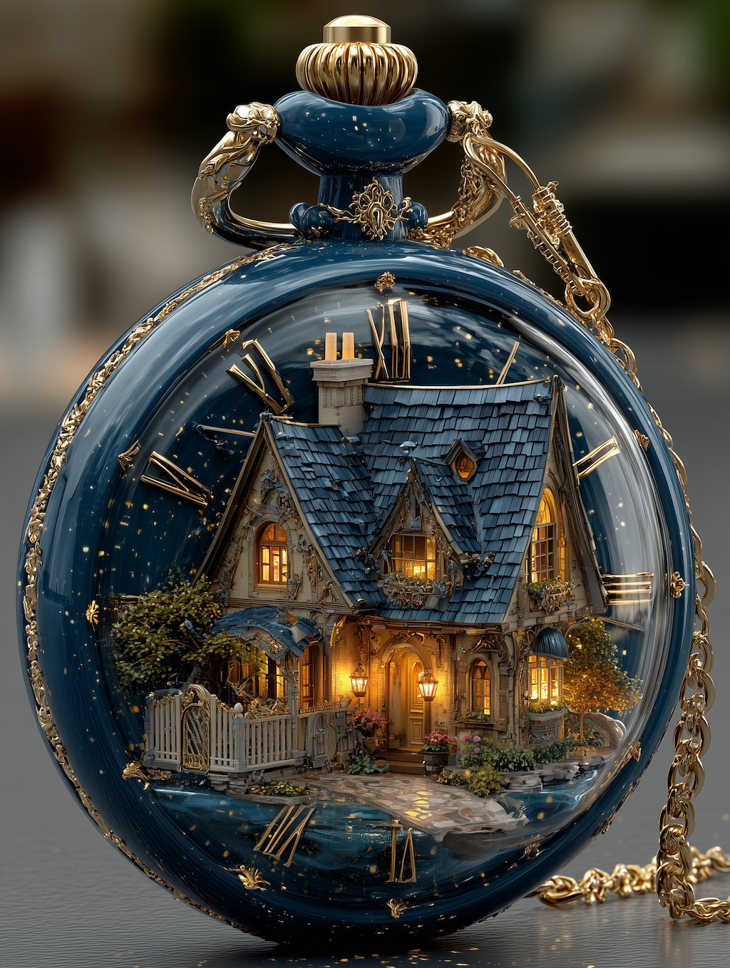 ミニチュア入り懐中時計