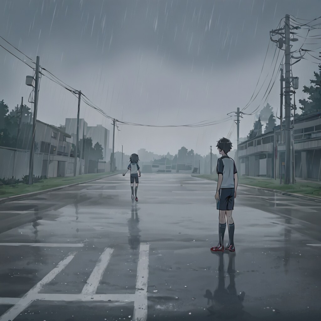 雨のサッカー