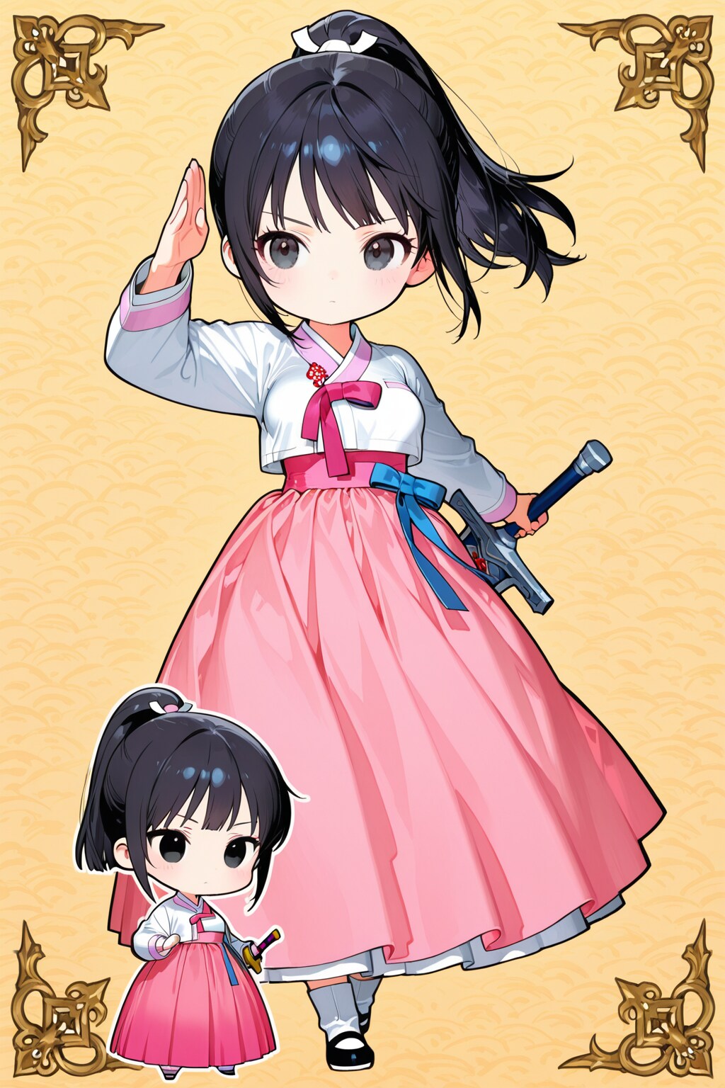 韓服と大剣