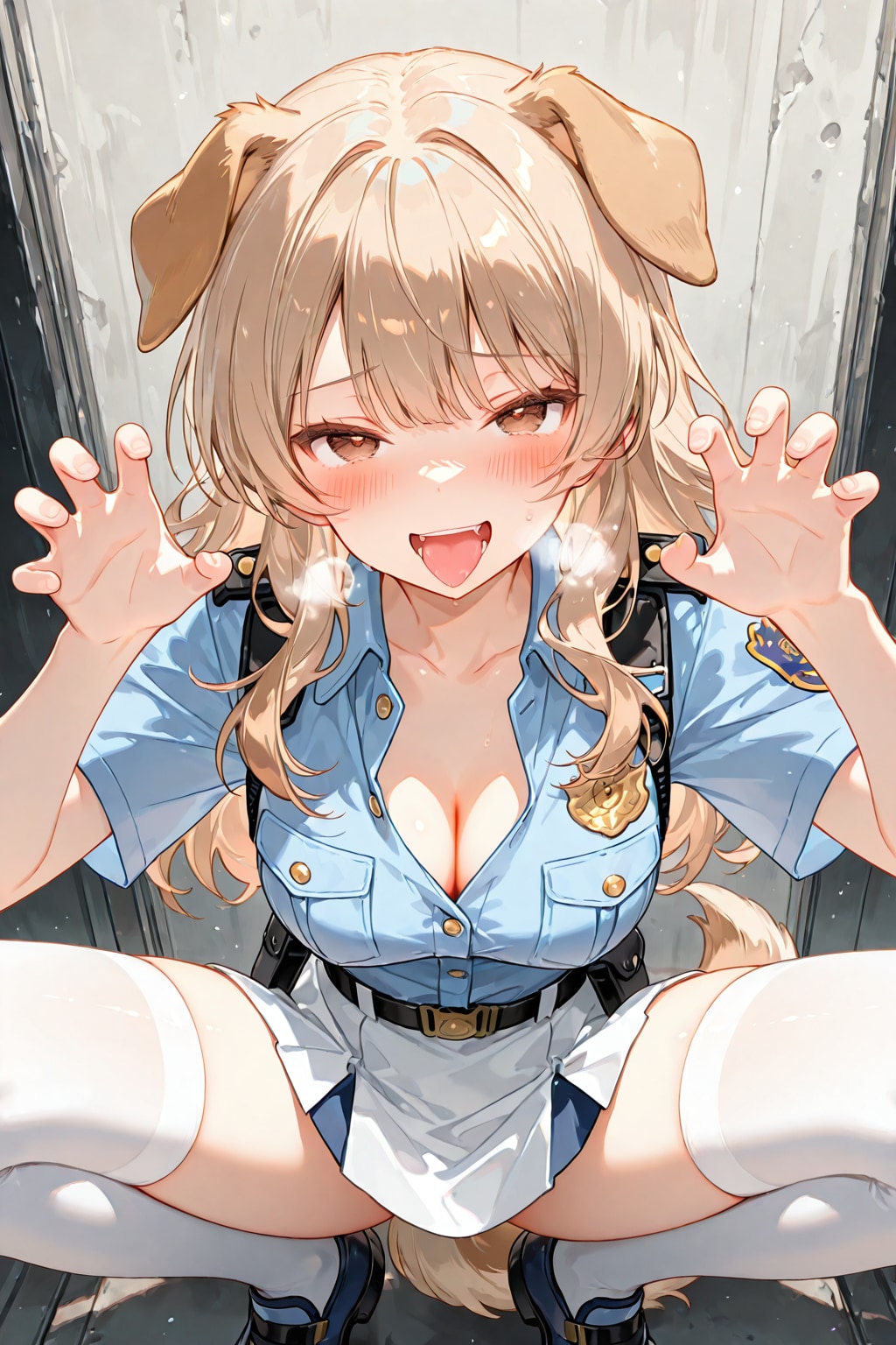 名探偵と警察犬（？）『待て！　伏せ！！』黒ニーソ＆白ニーソ