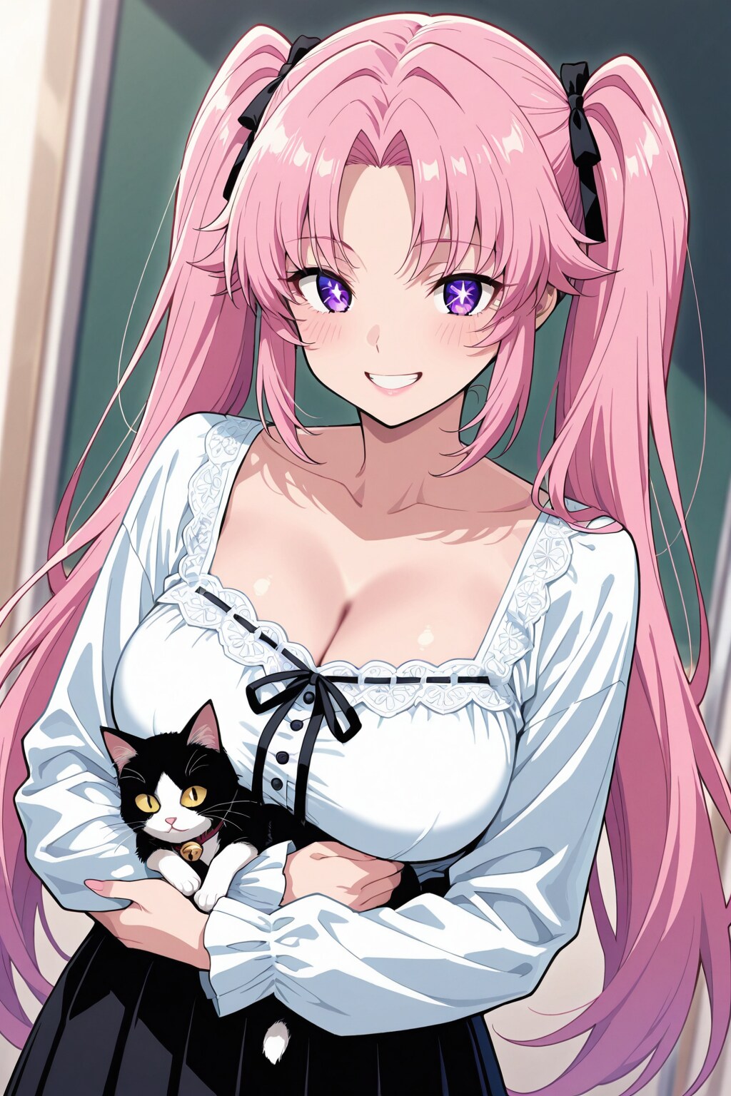 女の子と猫