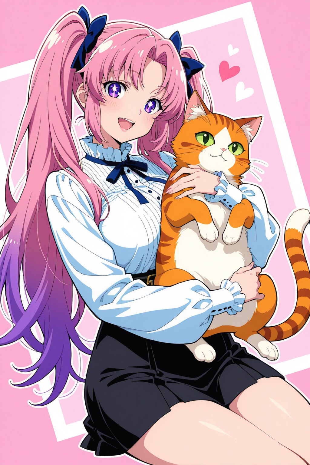 女の子と猫
