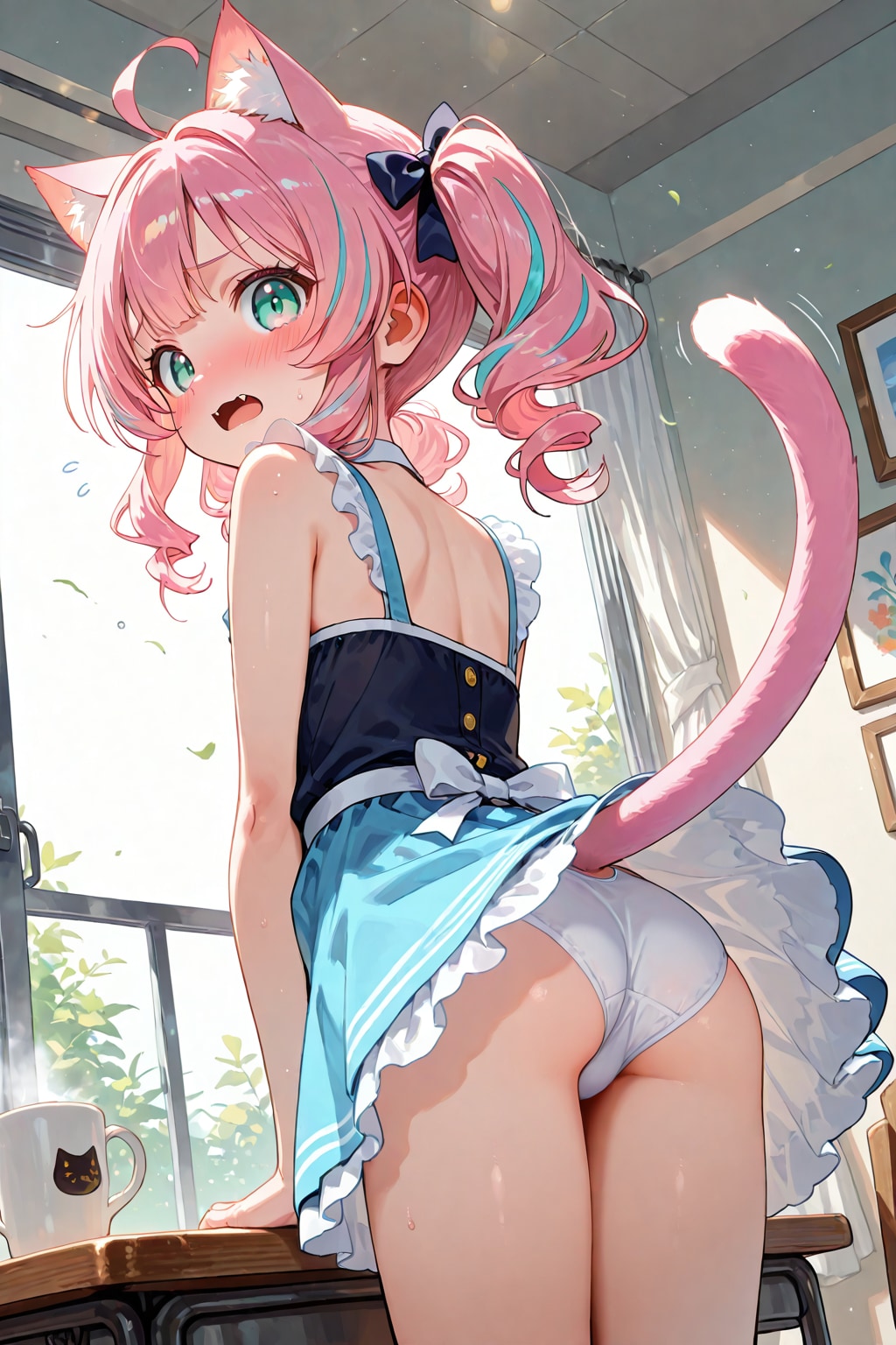見えちゃった猫耳ピンクちゃん
