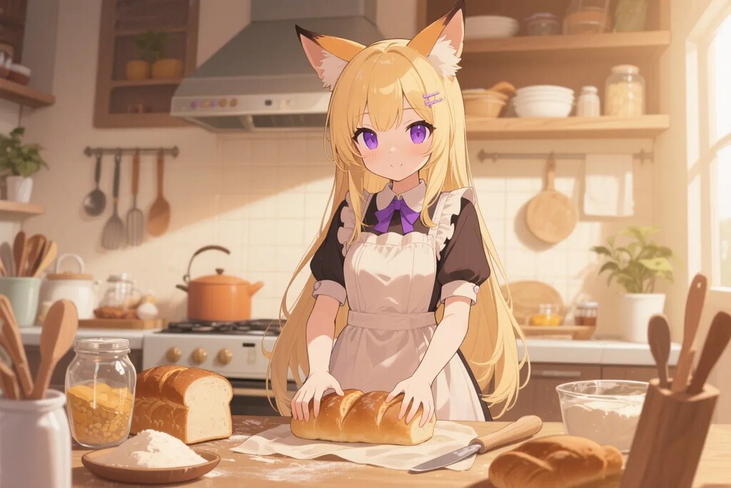 パンを焼くクレアちゃん