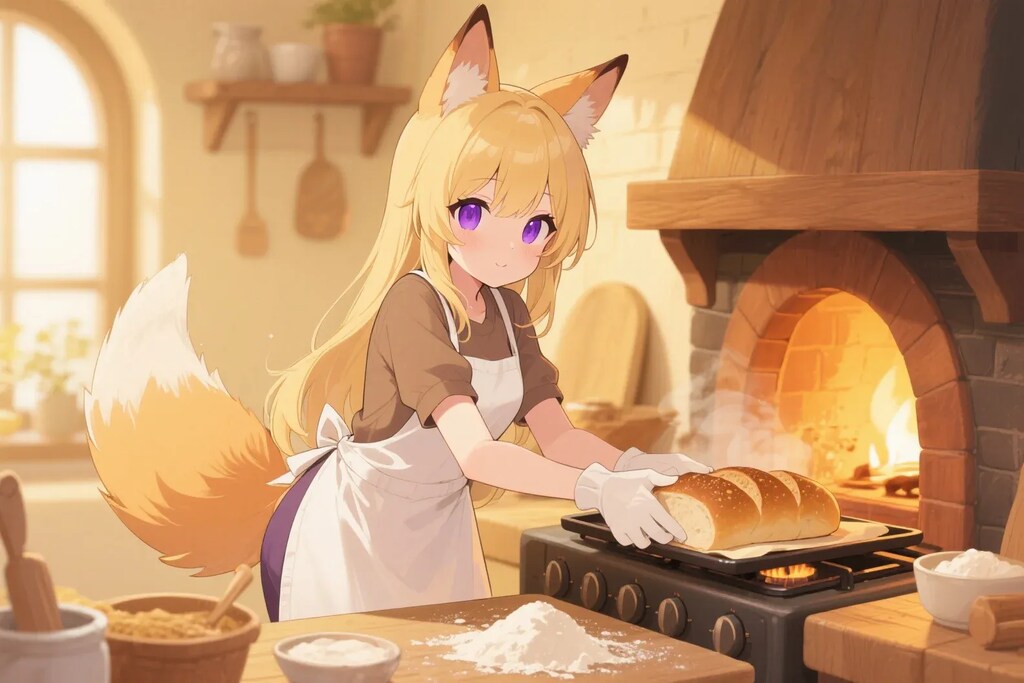 パンを焼くクレアちゃん