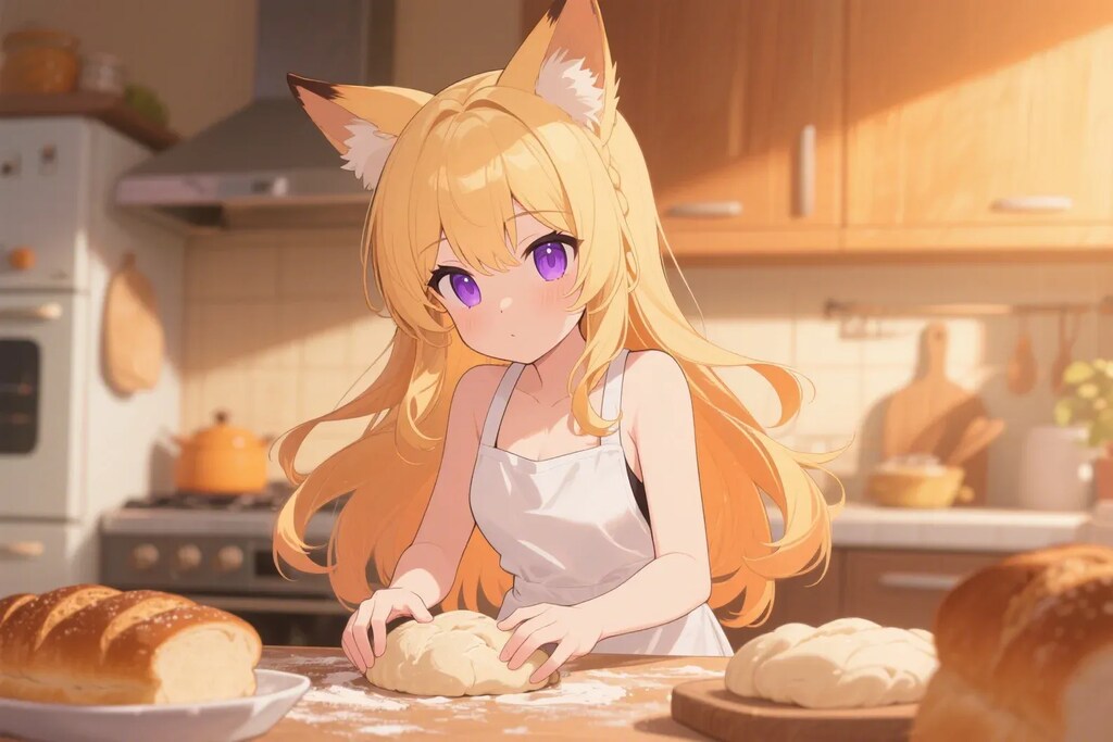 パンを焼くクレアちゃん