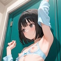 ちっぱいちゃんの乳首丸出しエロブラジャーと腋見せ 4枚目