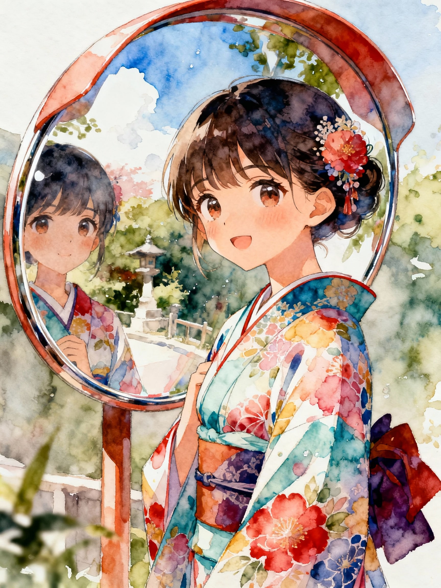 カーブミラーの少女 | の人気AIイラスト・グラビア