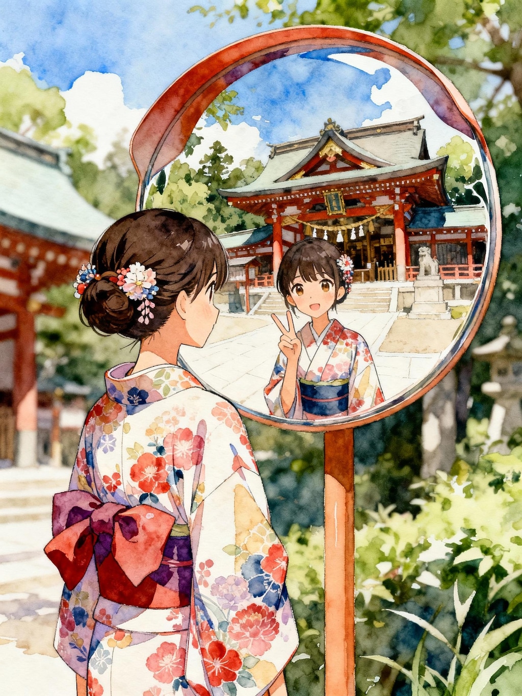 カーブミラーの少女