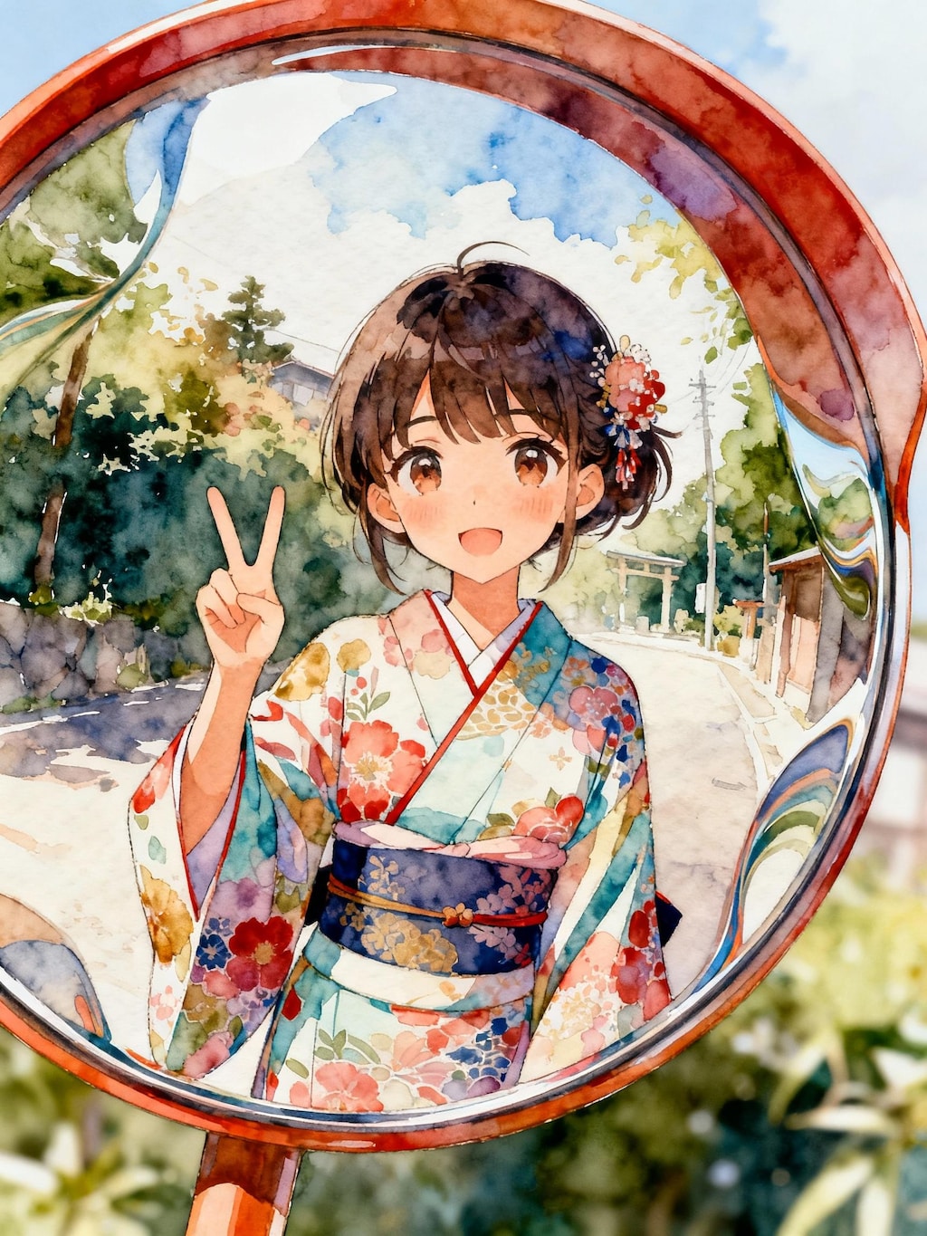 カーブミラーの少女