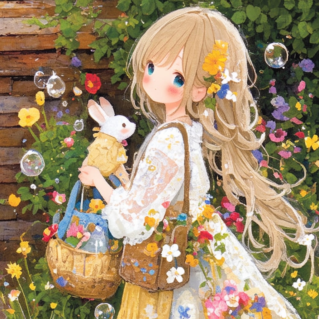 花園の少女とうさぎ | の人気AIイラスト・グラビア