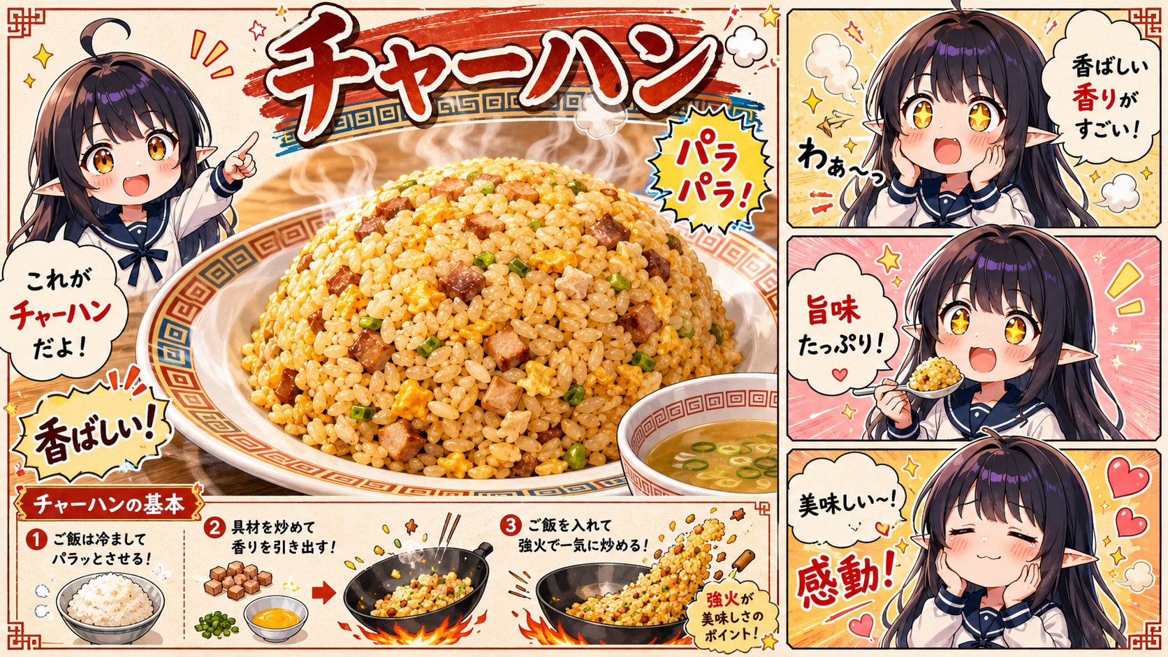 炎と中華鍋の魔法！？ #お米がパラパラ弾ける『チャーハン』に大感動！