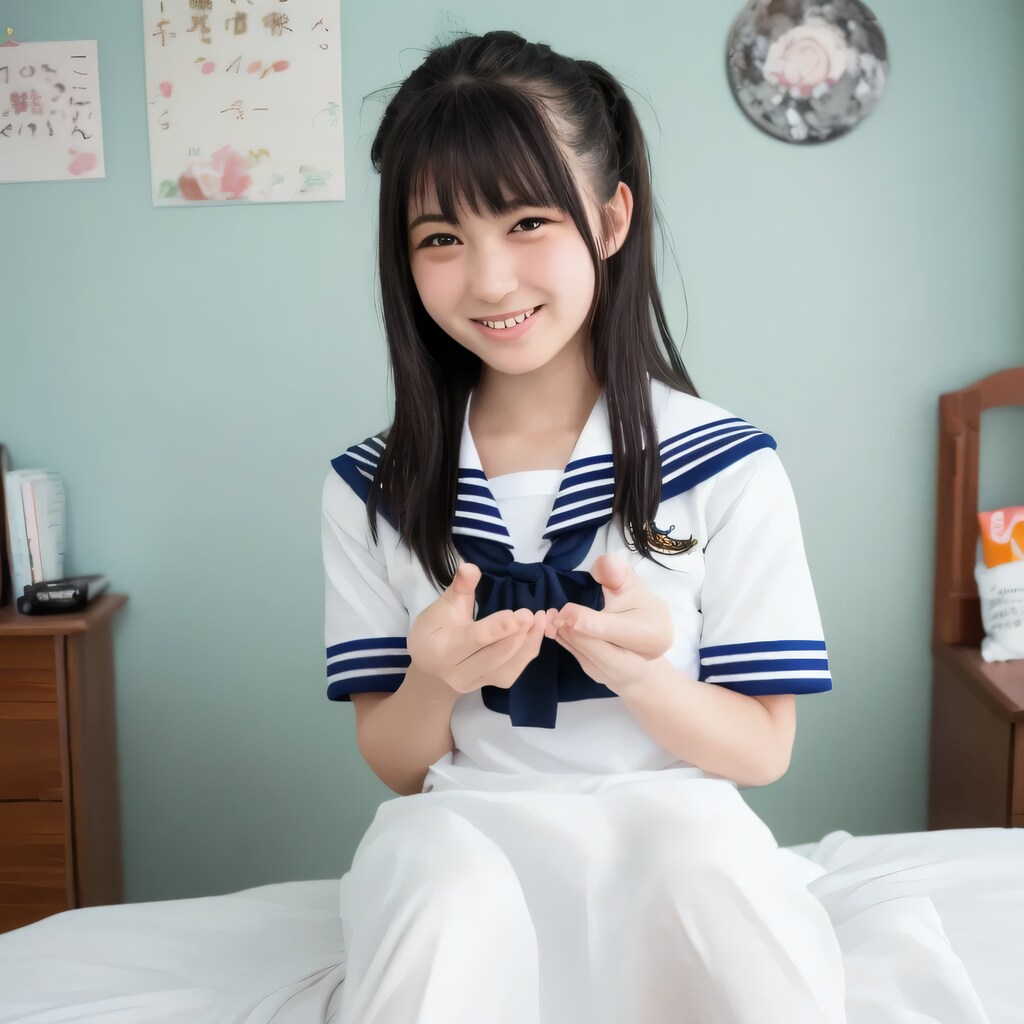 黒髪ロングで寝室の美女３２