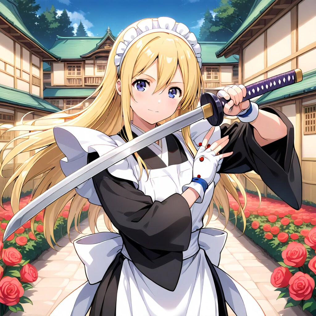 金髪メイド服の女剣士。