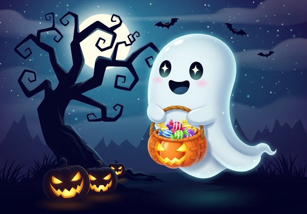 キャンディバスケットとお化けさん