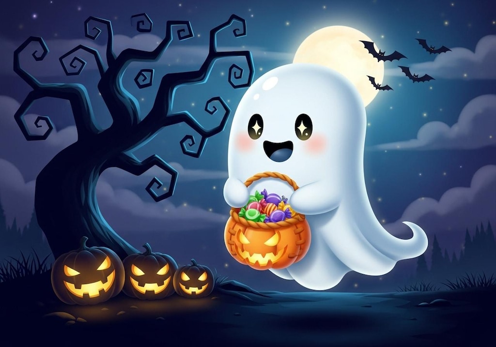 キャンディバスケットとお化けさん