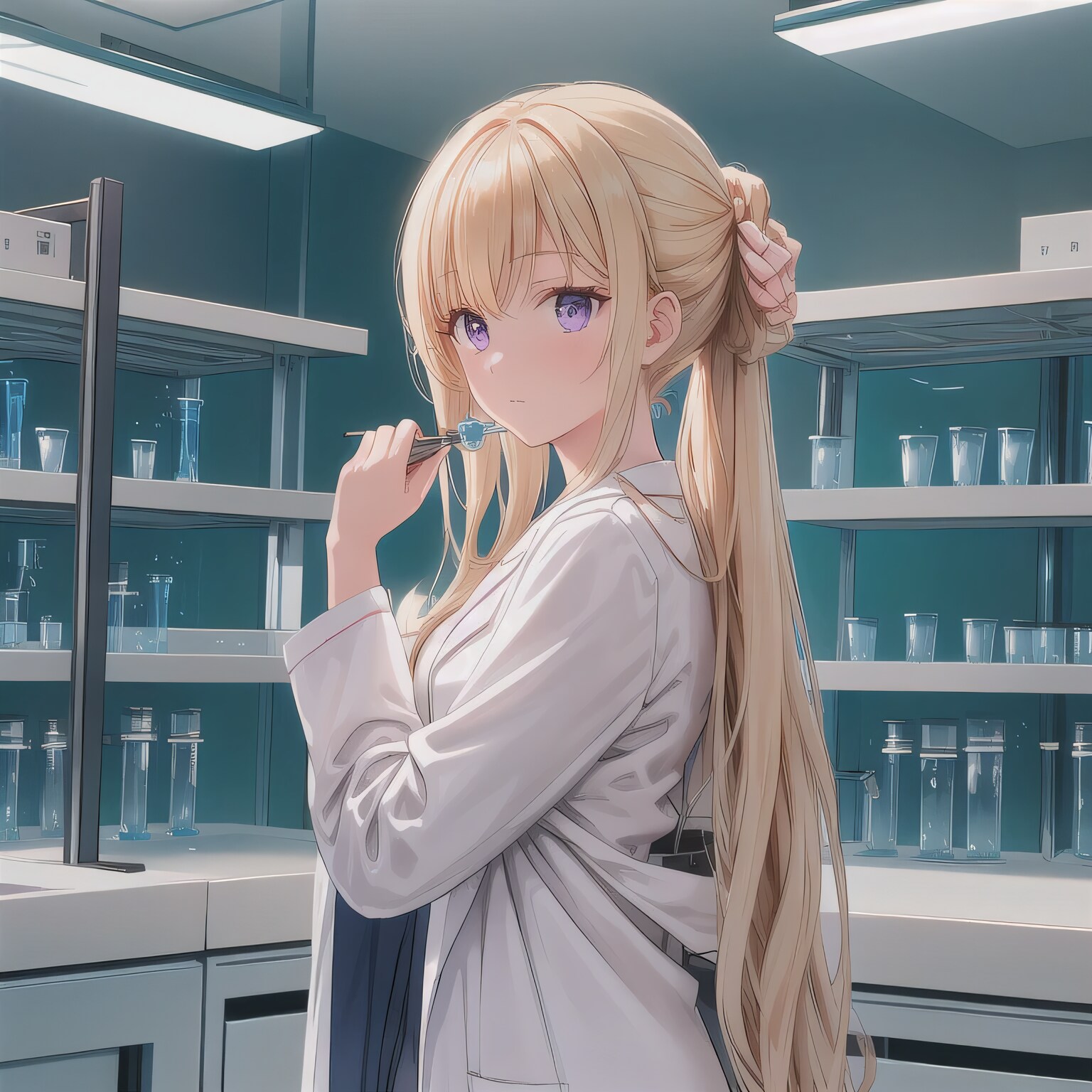 金髪ポニテで白衣の少女 | の人気AIイラスト・グラビア