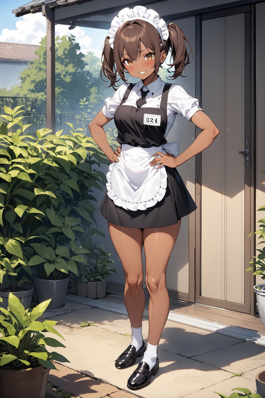 庭先のウェイトレスさん Y515