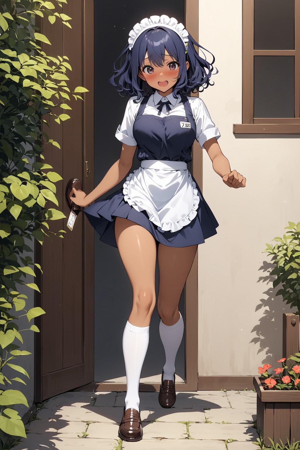 庭先のウェイトレスさん Y515