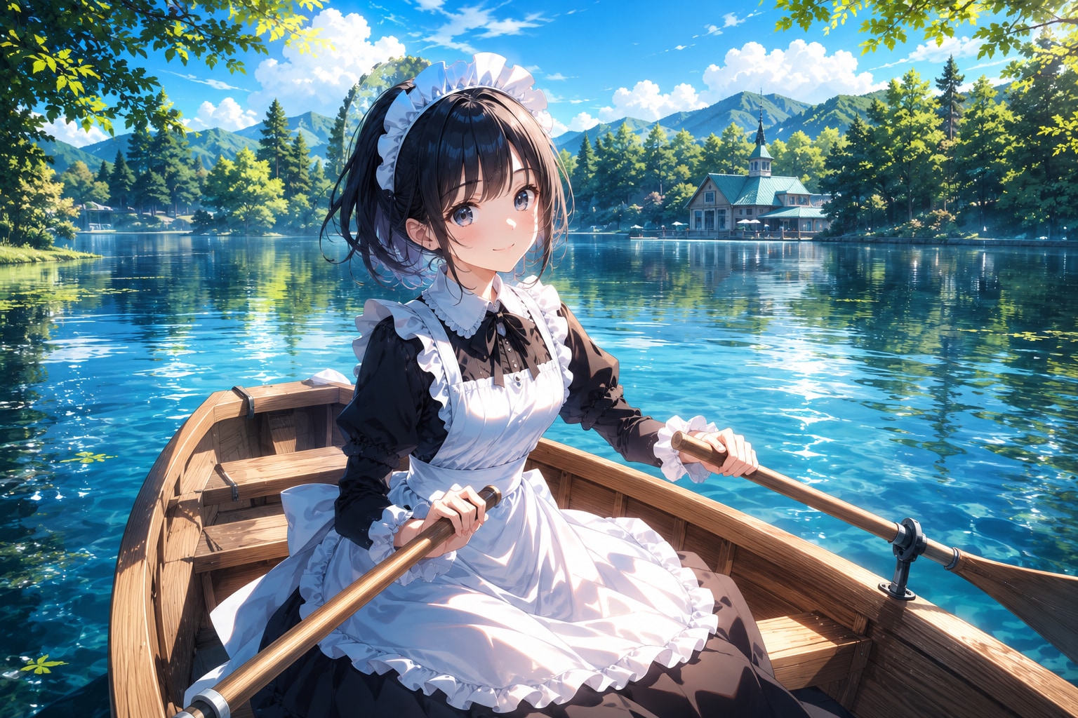 ボート遊びのメイドさん | の人気AIイラスト・グラビア
