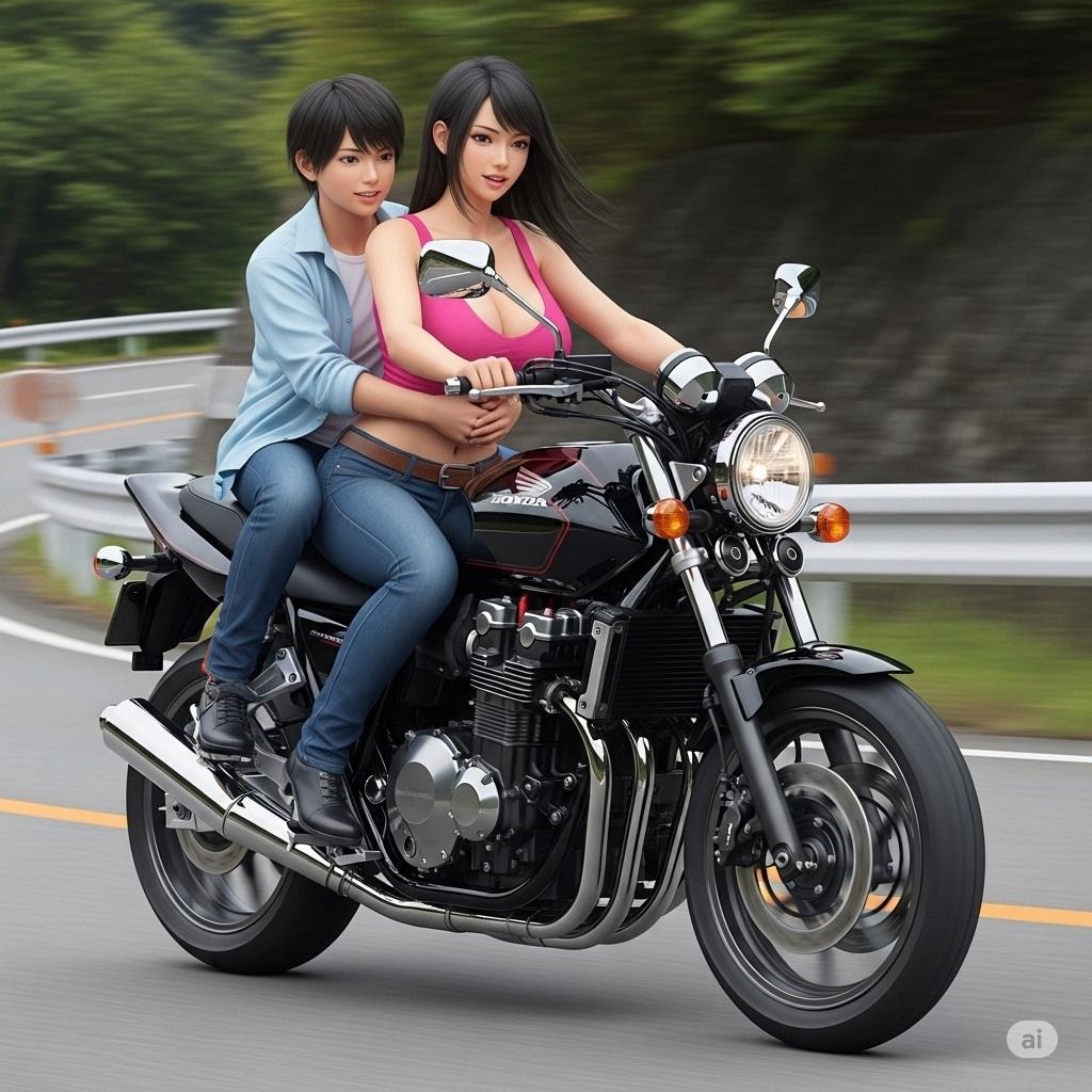 お姉さんとツーリング