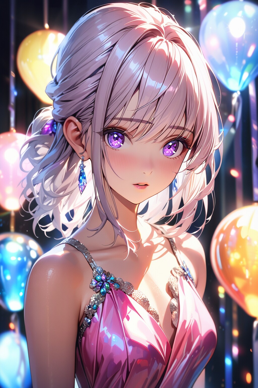 （５６２HQ）銀髪ちゃんドレス（ピンク） | の人気AIイラスト・グラビア