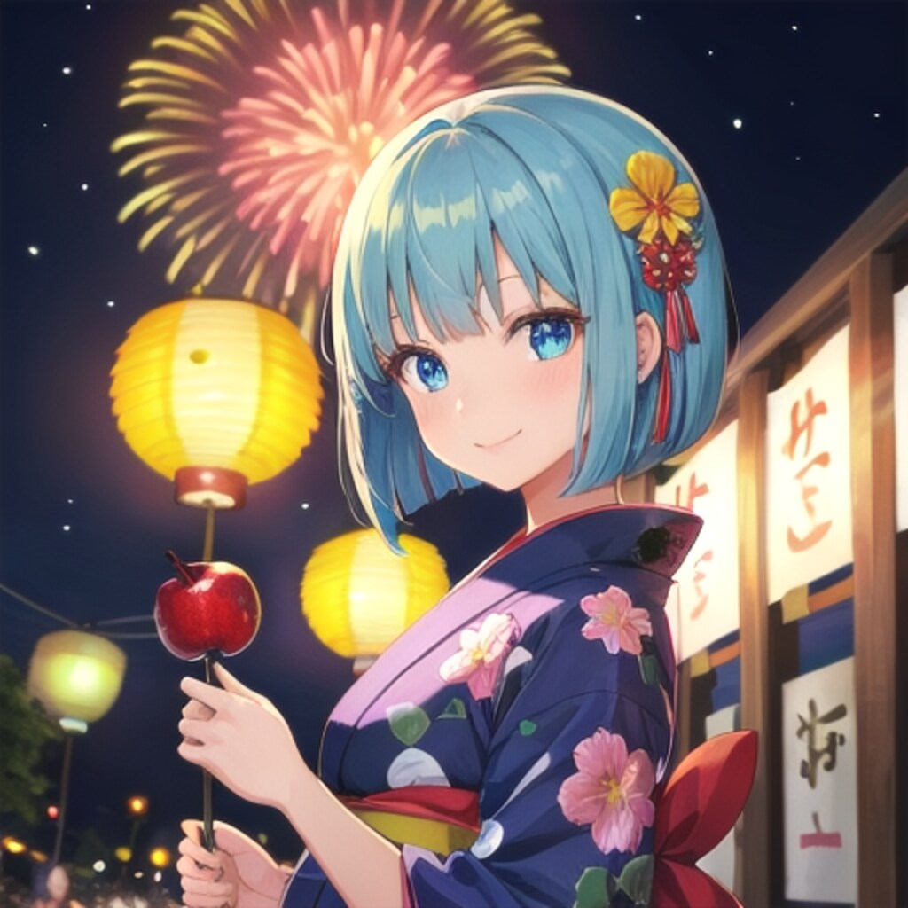夏祭りで浴衣姿