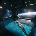 宇宙船内のプールで泳ぐ美女 7枚目