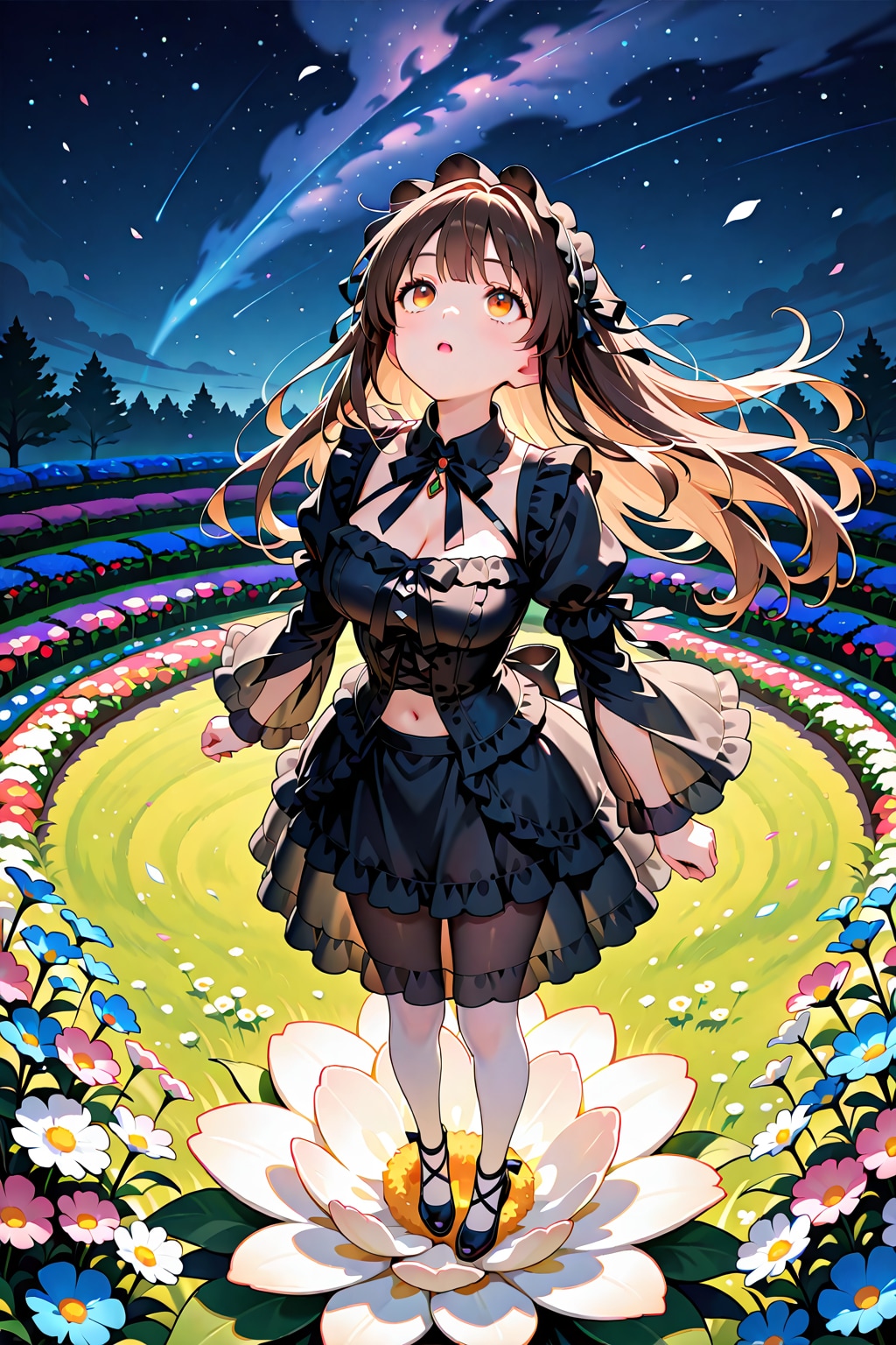 花と、少女と、星空と