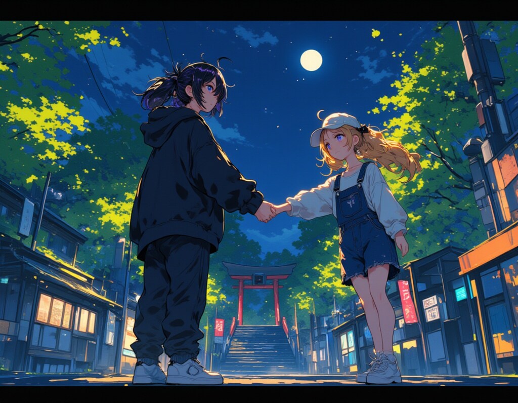 【樹海のかみさま】夜道の誘い、漆黒と黄金の距離