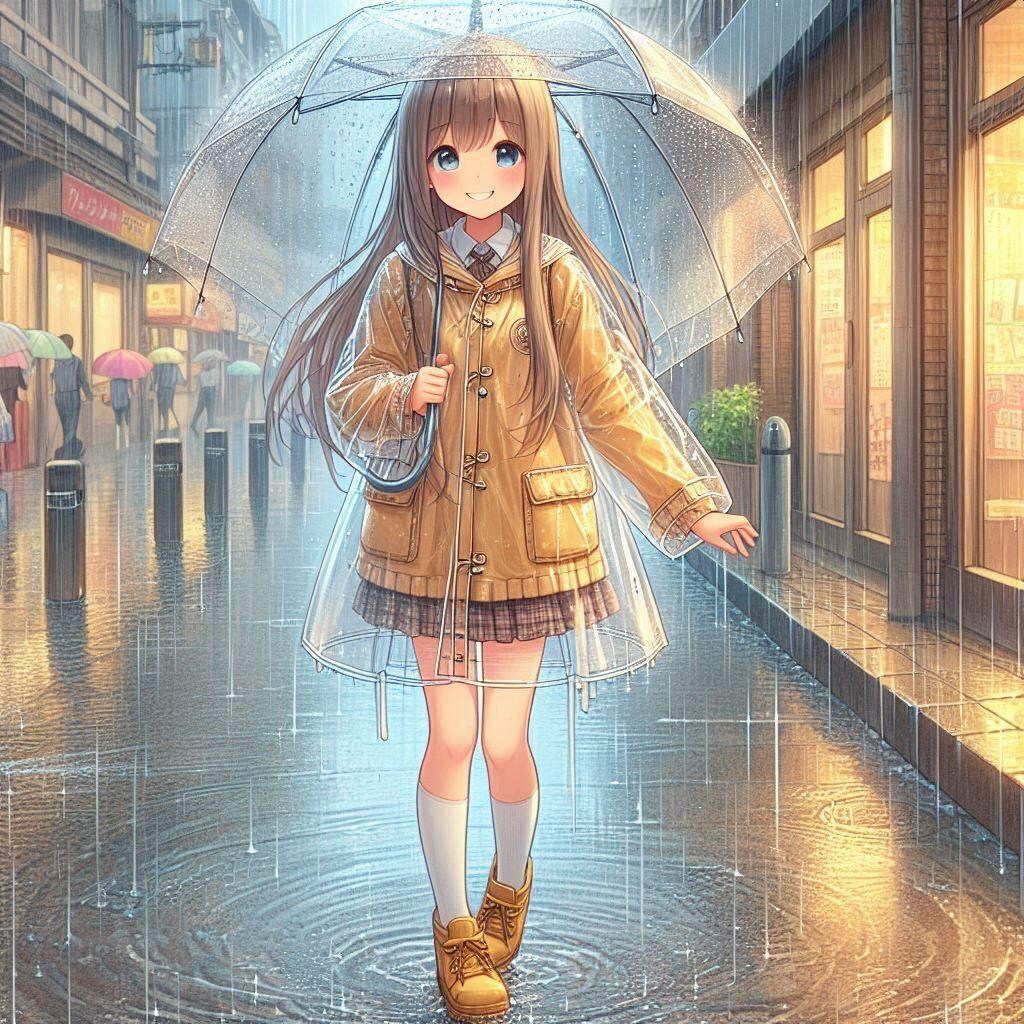 雨の街角少女