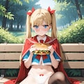 公園ベンチでハンバーガー持ってパンツ見せ 4枚目