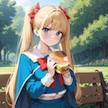 公園ベンチでハンバーガー持ってパンツ見せ 2枚目