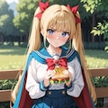 公園ベンチでハンバーガー持ってパンツ見せ 3枚目