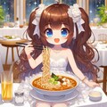 カレーうどんと純白ドレスの小さな女の子 3枚目