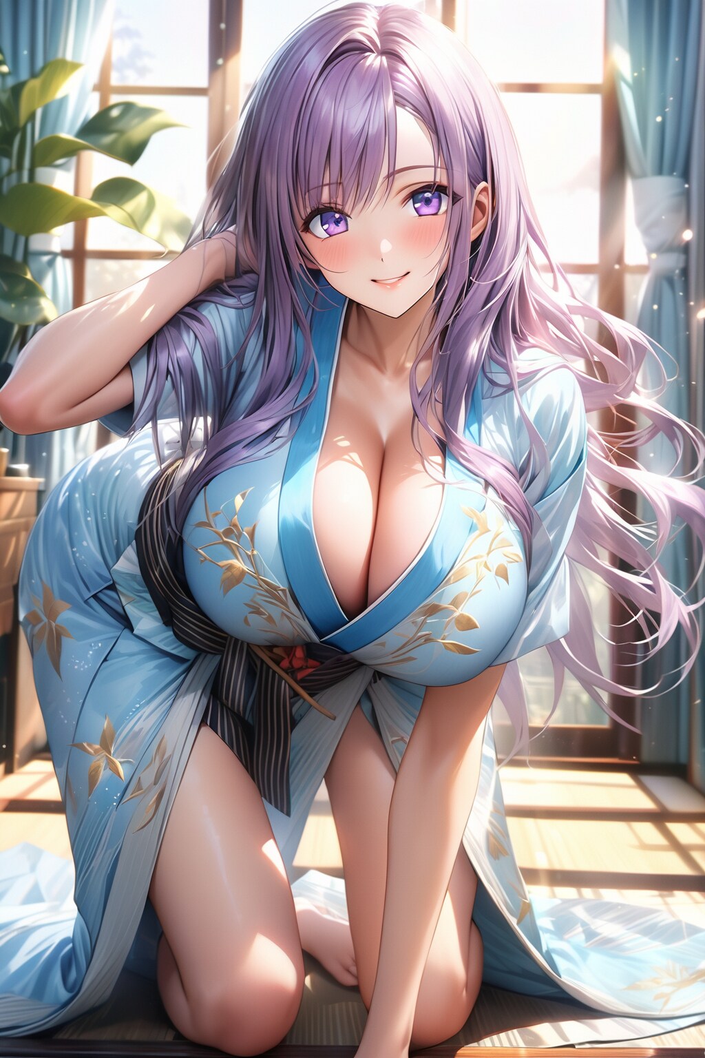 ツルヒメ(前屈み＋スリット着物) | の人気AIイラスト・グラビア