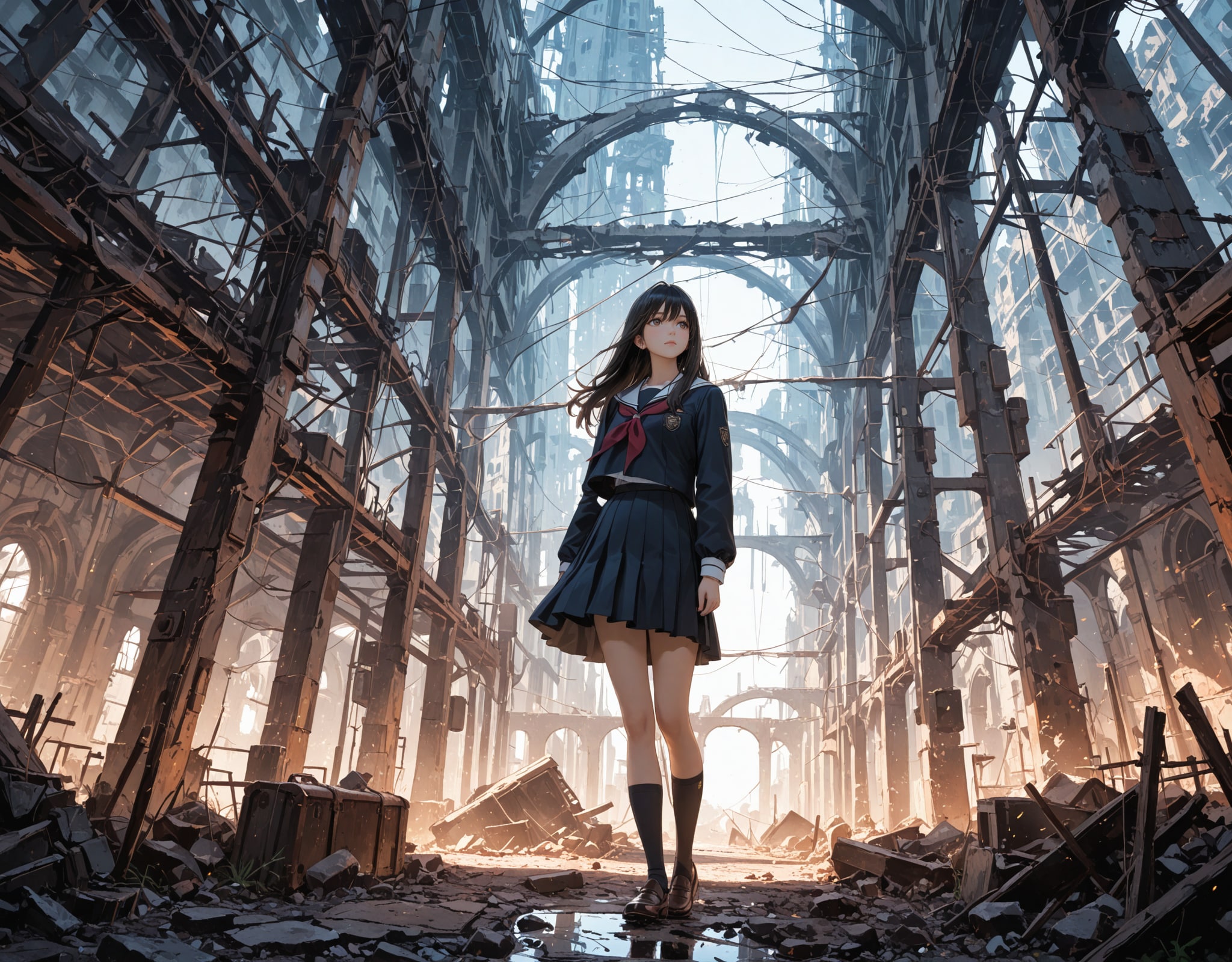 廃墟と少女 | の人気AIイラスト・グラビア