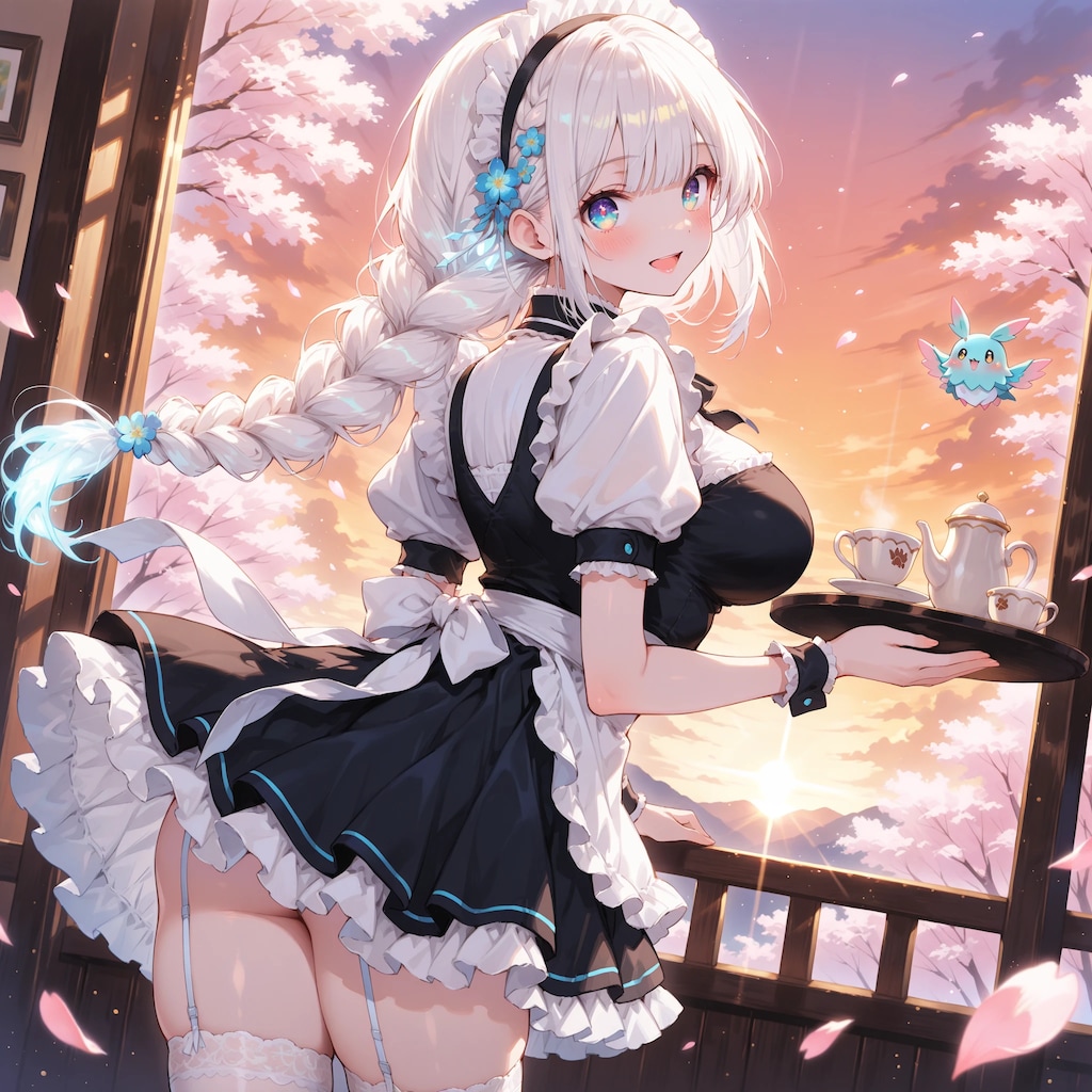 夜桜のオープンカフェ