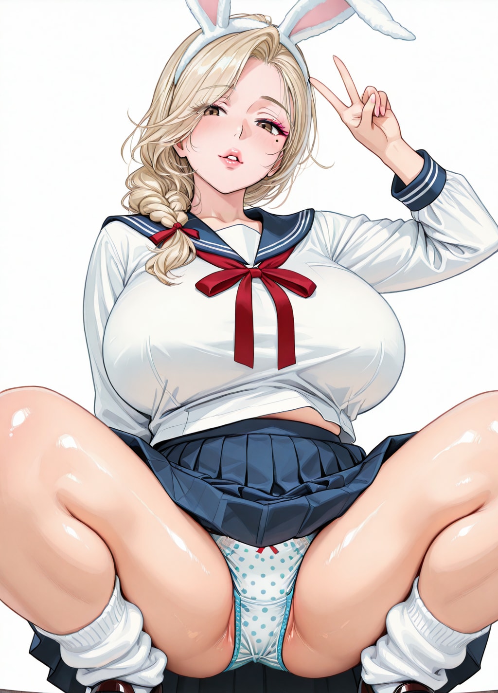 バニーガールで女子高生コス