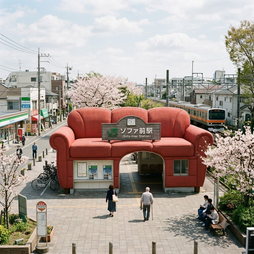 ソファの形の駅