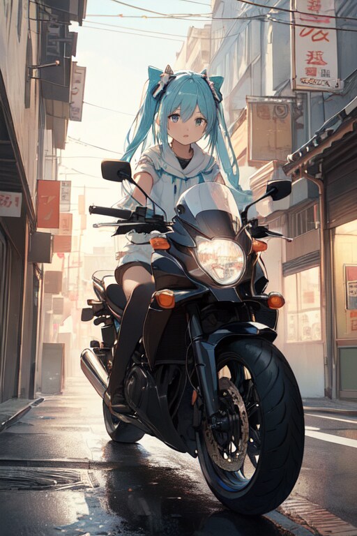 初音ミク　バイク | の人気AIイラスト・グラビア