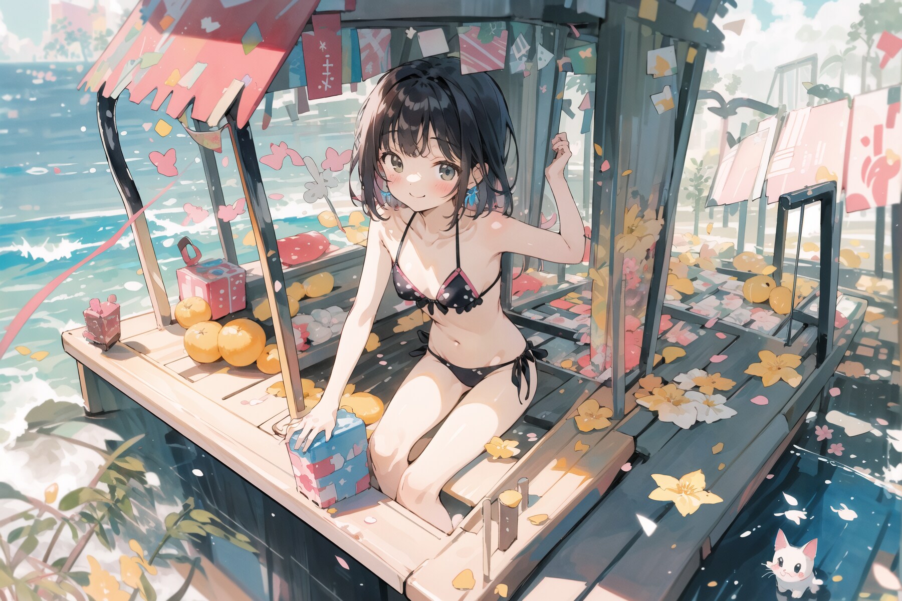 猫とビキニ少女 : 2023.08.28