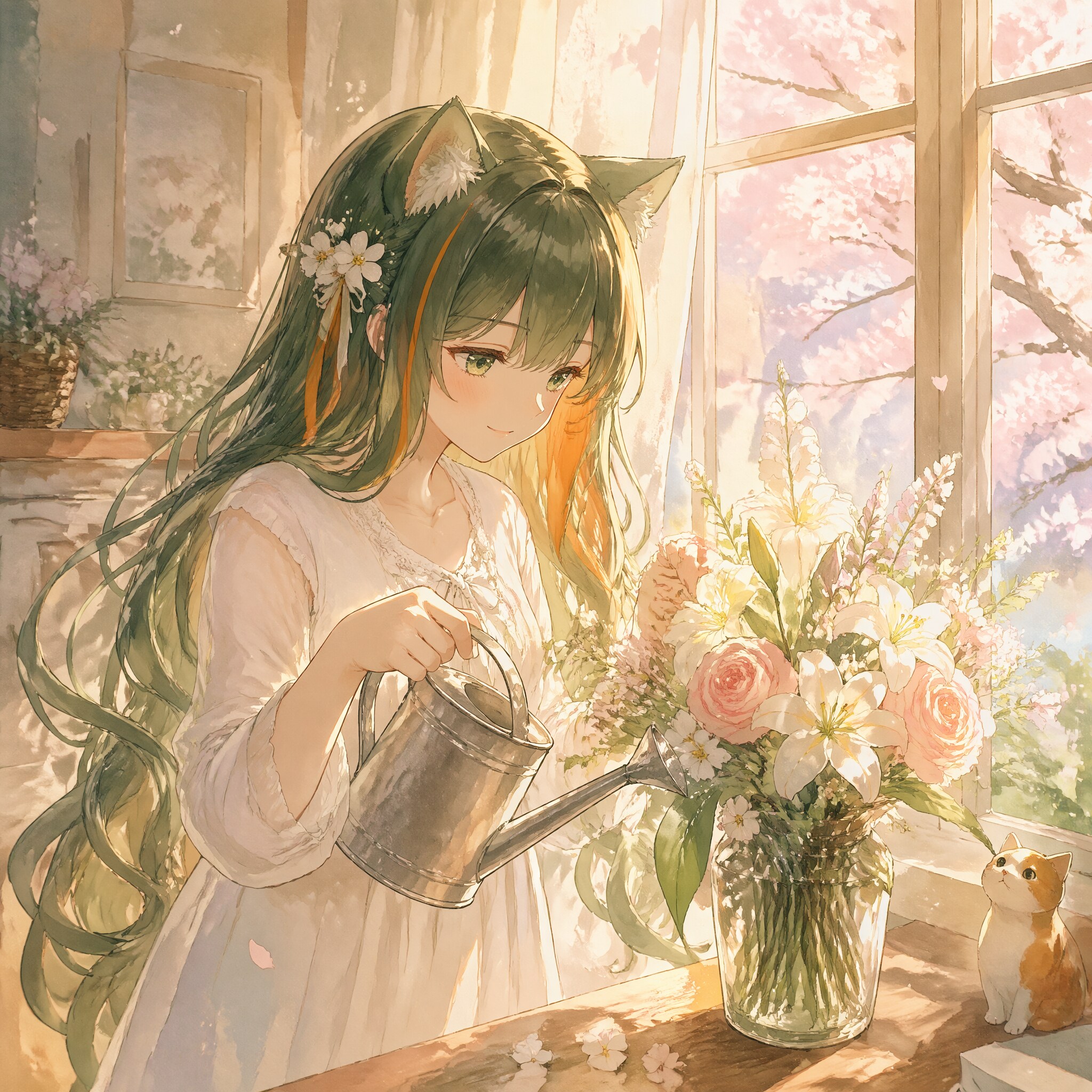 窓辺でおはよう（３）翠鈴　GPTimages2.0 | の人気AIイラスト・グラビア