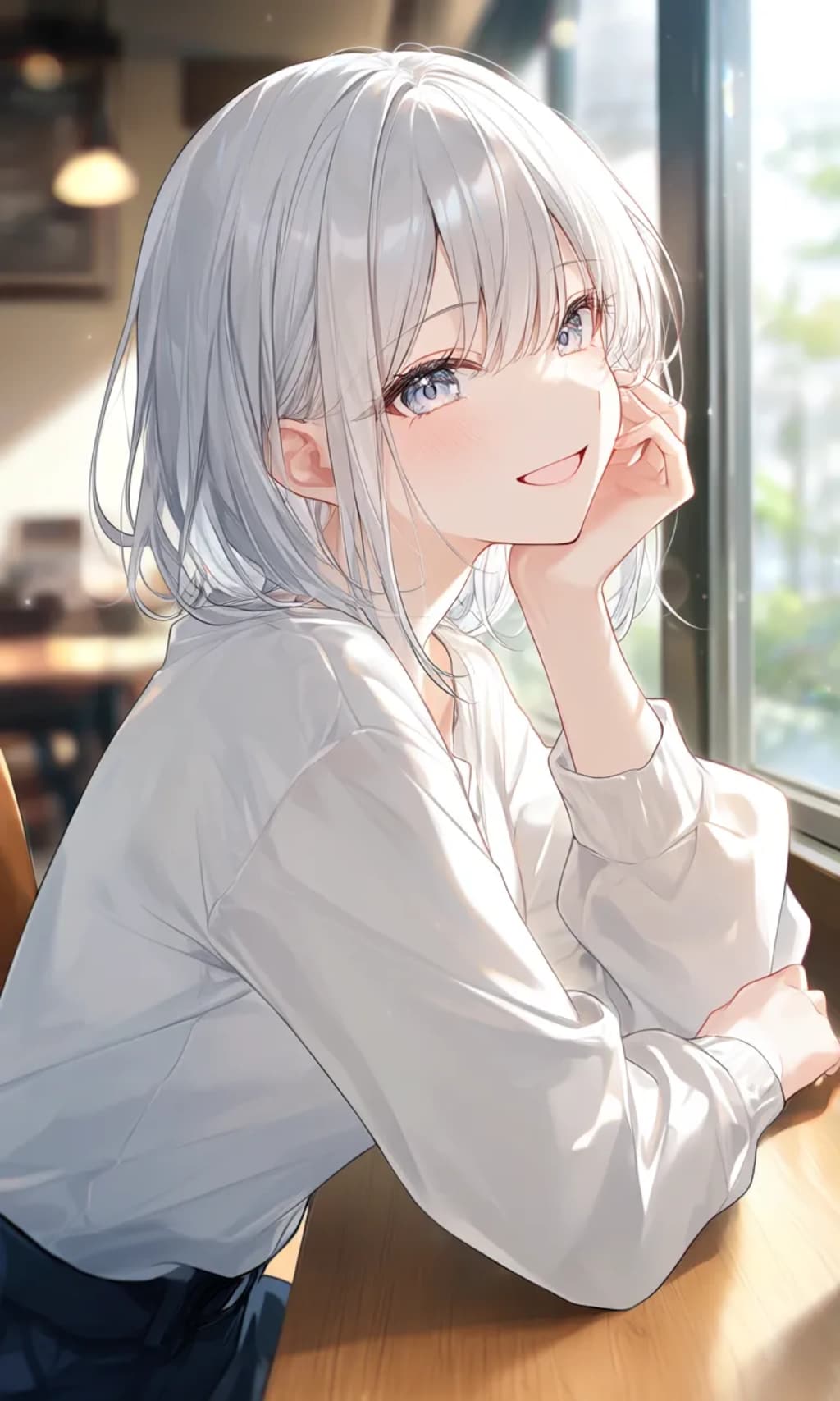 「光に溶ける微笑み、心がほどける瞬間。」