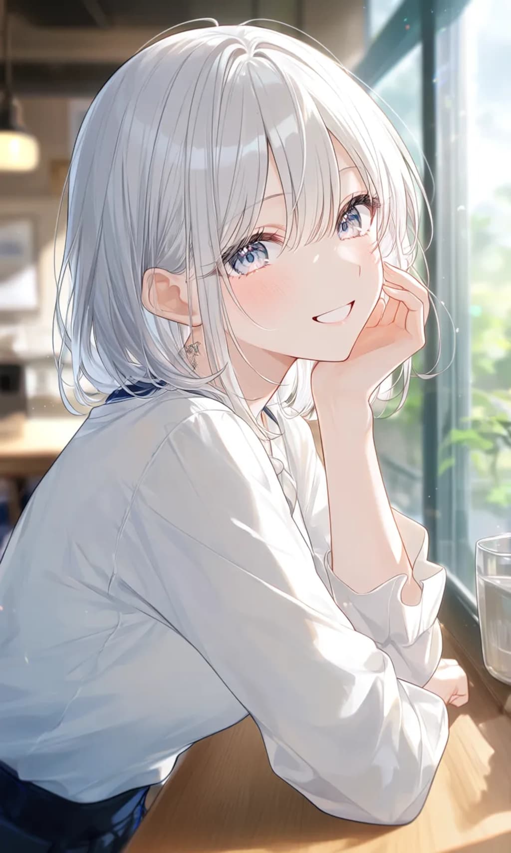 「光に溶ける微笑み、心がほどける瞬間。」