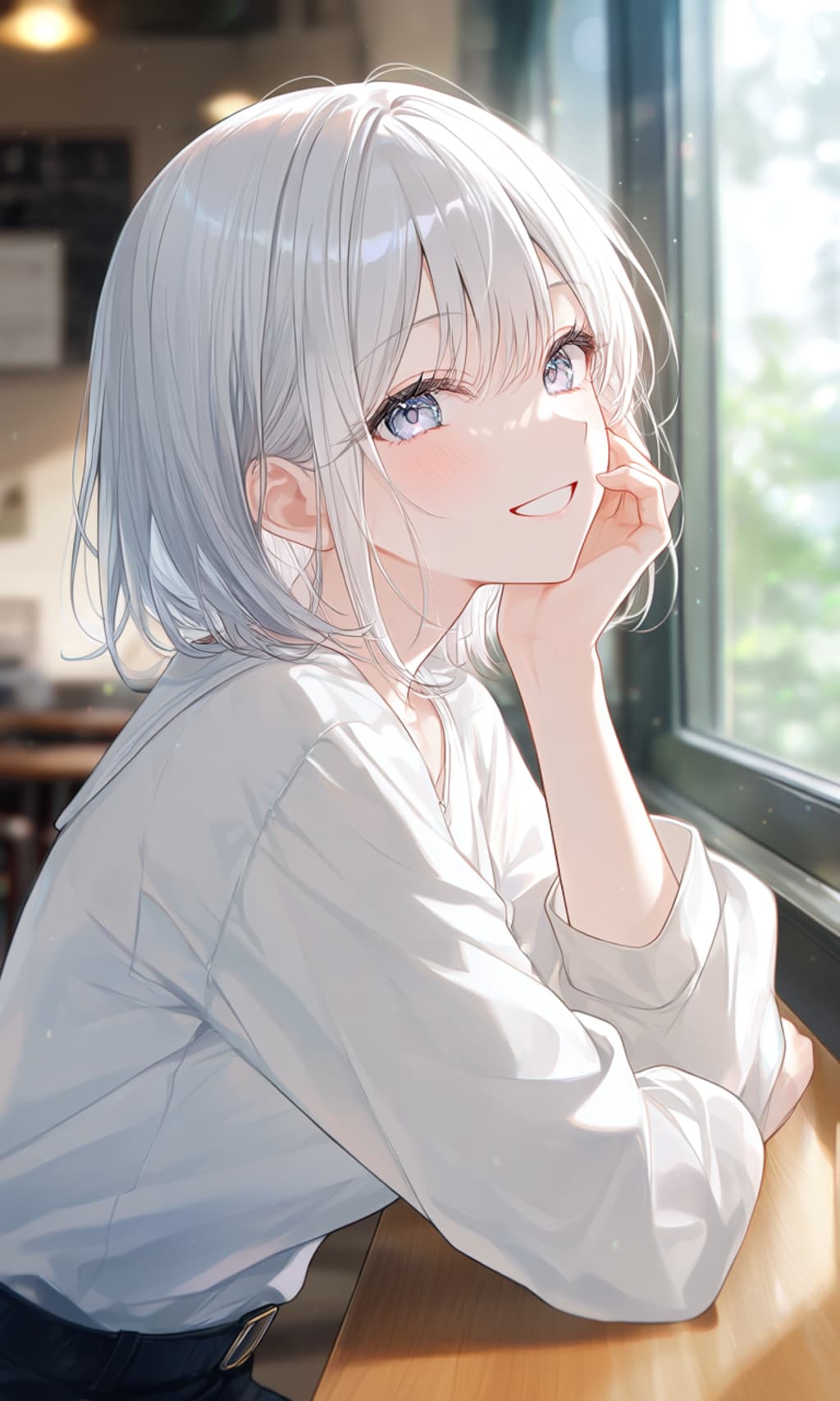 「光に溶ける微笑み、心がほどける瞬間。」