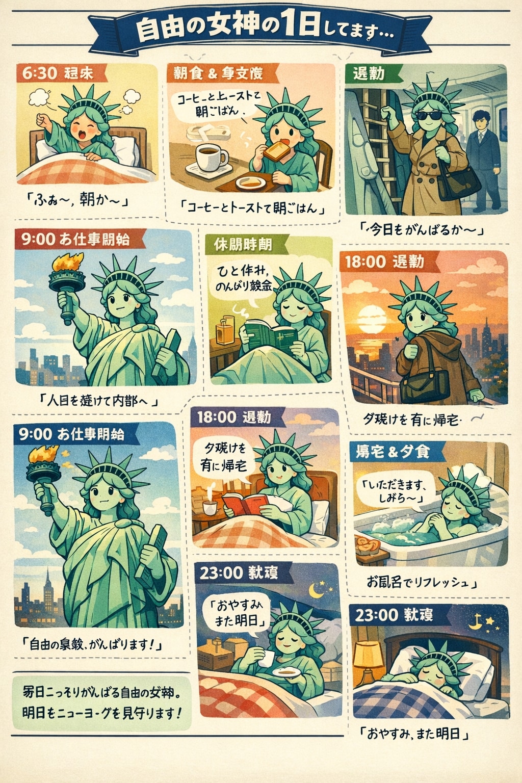 自由の女神の一日